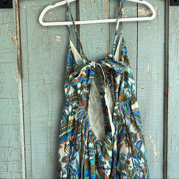 NWT House of Harlow Boho Floral Blue Ivory V-neck Maxi Dress - Picture 12 of 17